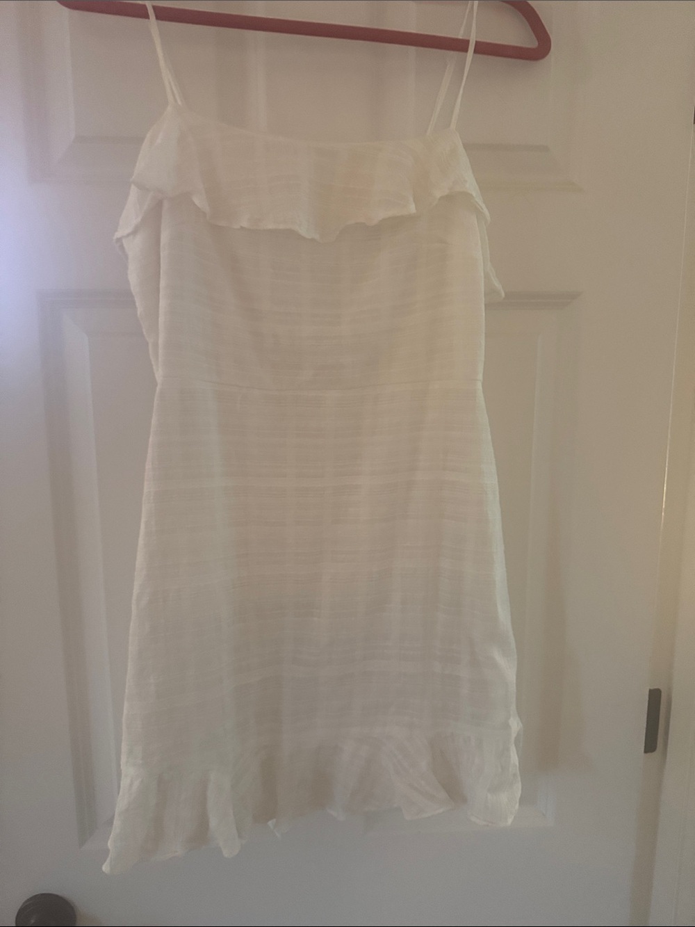 Trixxi White Ruffle-Trim Slip Dress